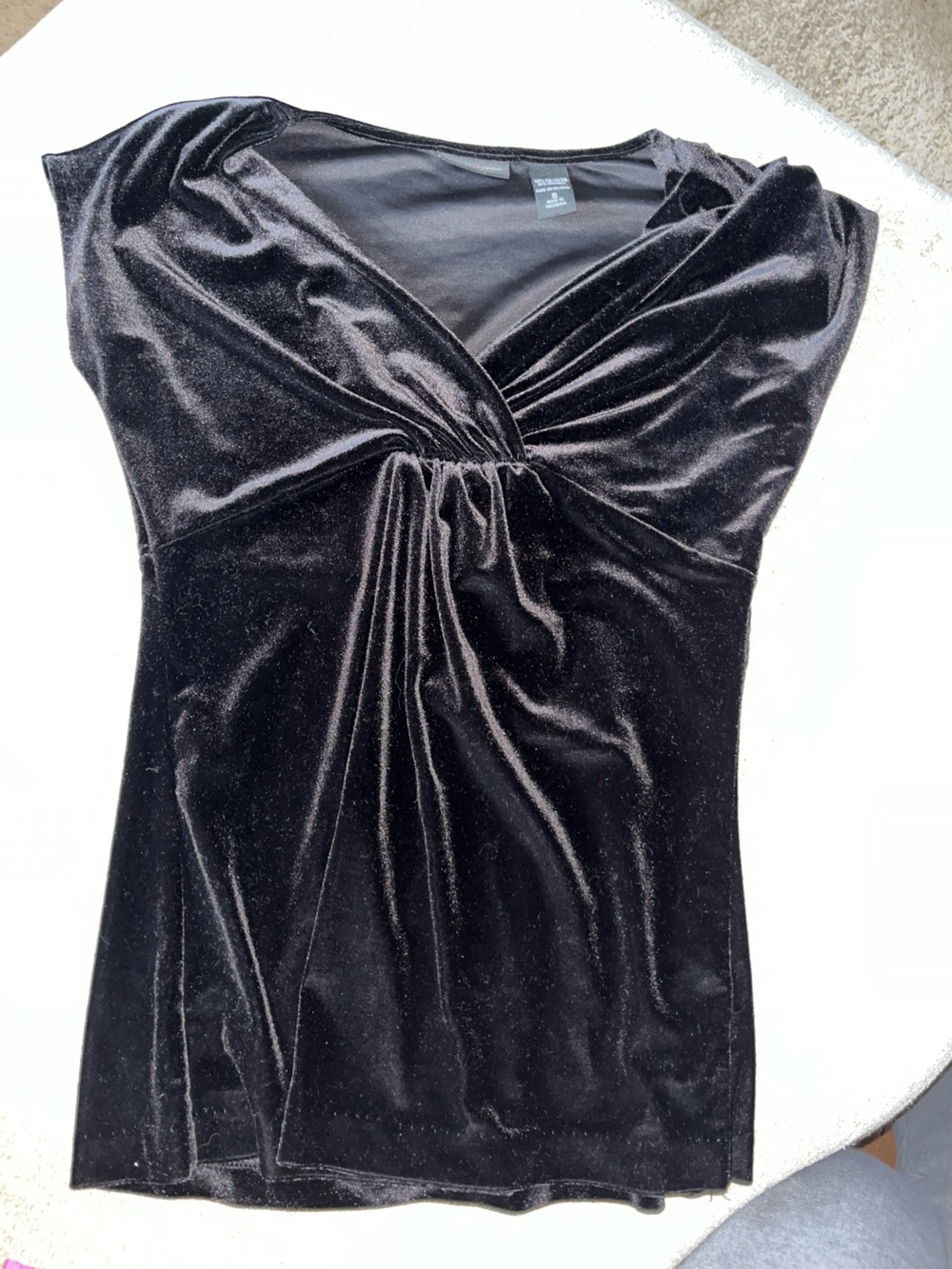 New York & Company Black Velvet Twist Top